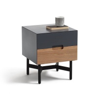 Тумба Прикроватная с двумя ящиками Lora единый размер серый LA REDOUTE INTERIEURS  фото, kupilegko.ru